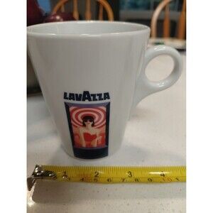 Lavazza Dolcevita Coffee Mug Cup Italy O-Ring Handle Red Blue Beach Vibes EUC